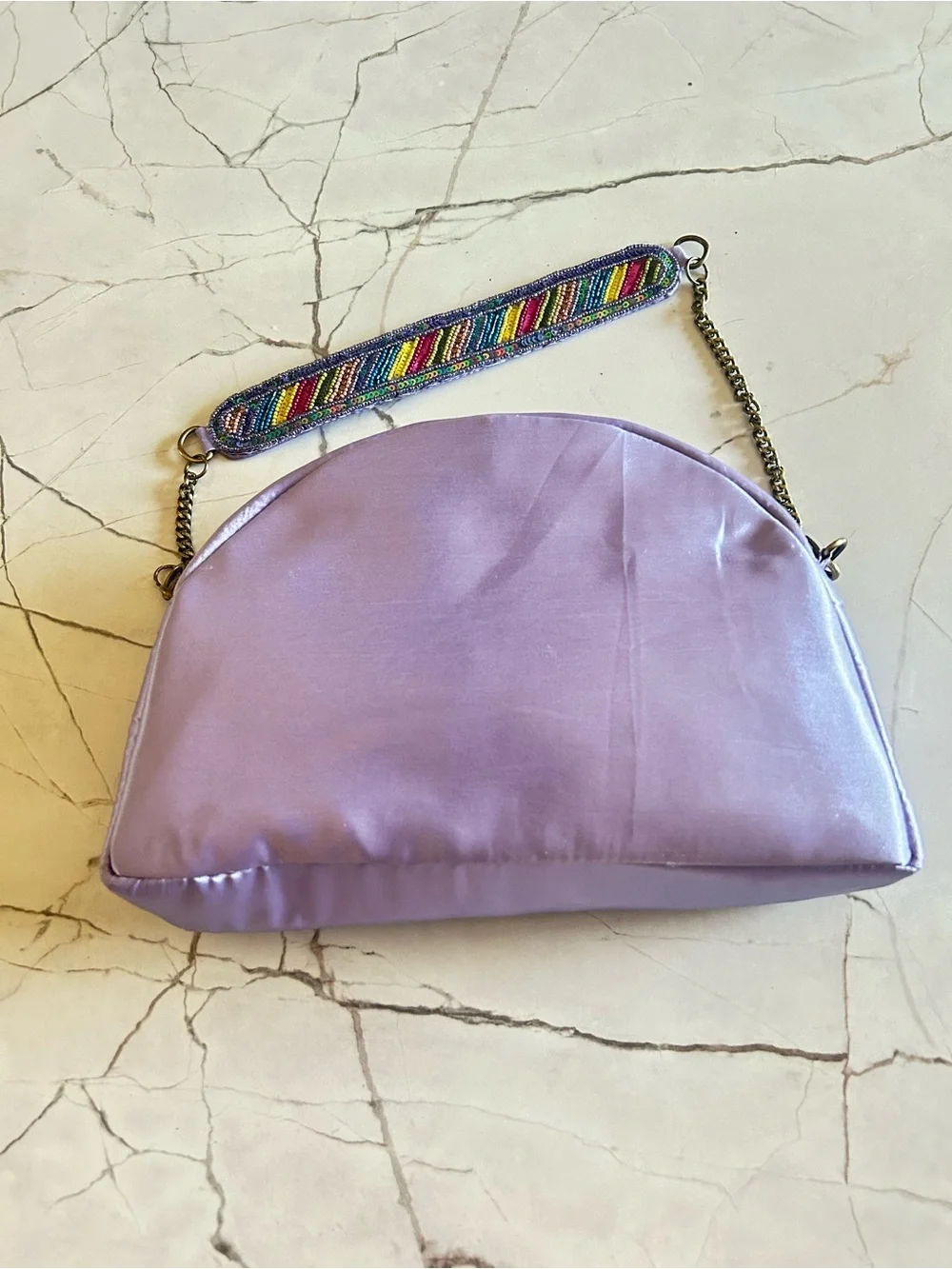 New with tags Beaded Rainbow Half-Moon Crossbody Bag - Purple
